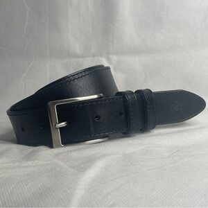 Cuoieria Fiorentina Italian Leather Belt Black Silver Men's Size 35 Metal Buckle